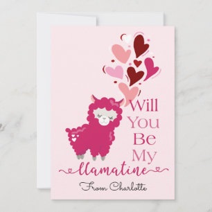 Cute be My Valentine Llama Julkort