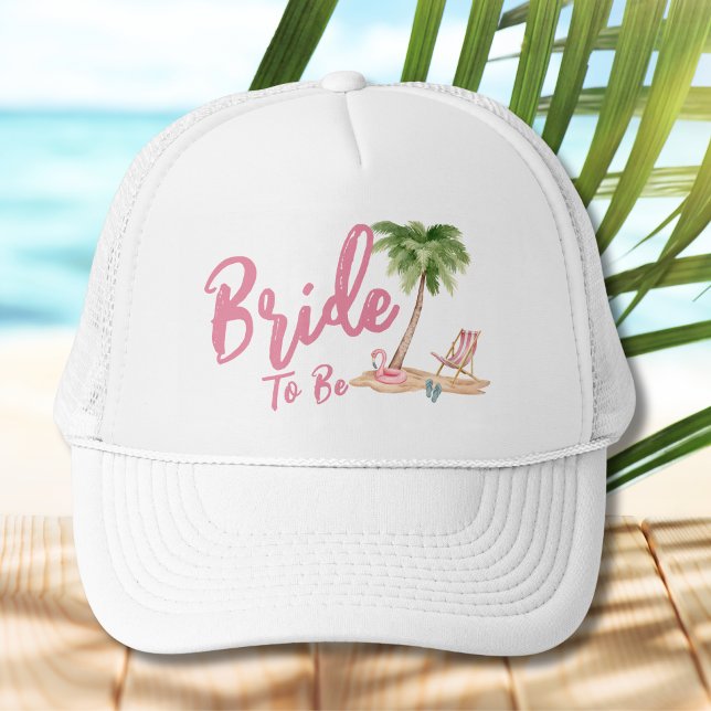 Cute Beach Bachelorette Bride to be be Keps (Cute Beach Bride Trucker Hat)