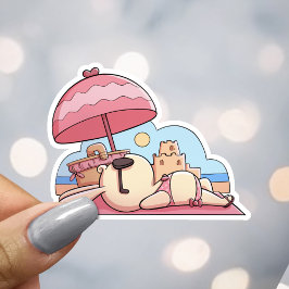 Cute Beach Bunny i Rosa Klistermärken