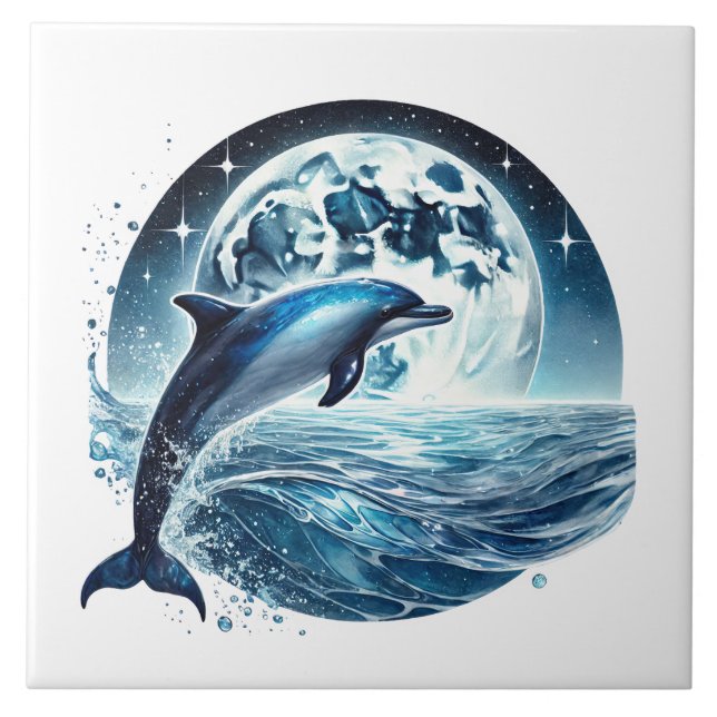 Cute beach dolphin lovers ceramic  kakelplatta (Framsidan)