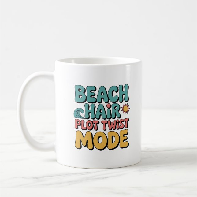 Cute Beach Hair Plot Twist Bookish Reader Kaffemugg (Vänster)