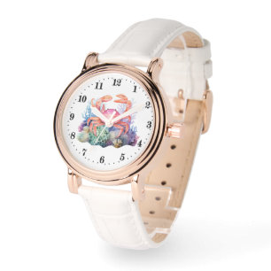 Cute Beach krab älskare vattencolor Watch Armbandsur