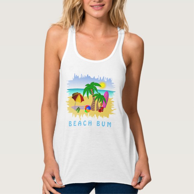 Cute Beach Roligt Colorful Womens T-Shirt Linne Med Racerback (Framsida)