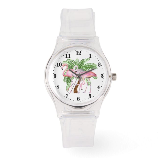 Cute Beach rosa flamingo Watch Armbandsur (Framsida)