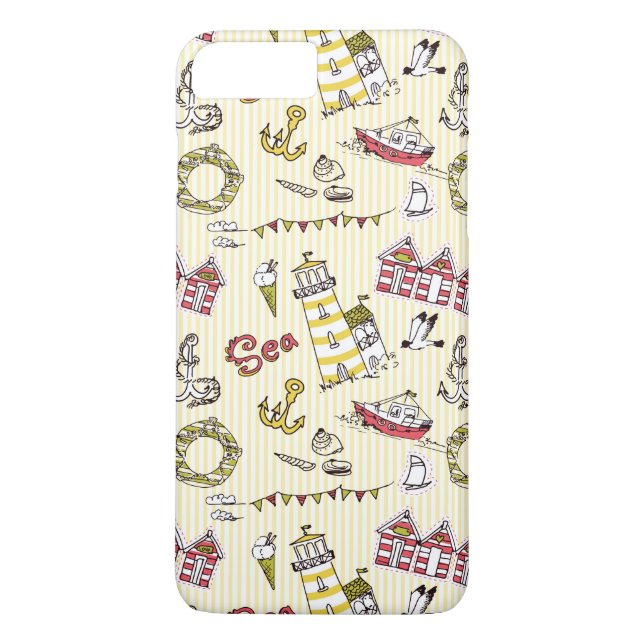 Cute Beach Scene Mönster Case-Mate iPhone Skal (Baksida)