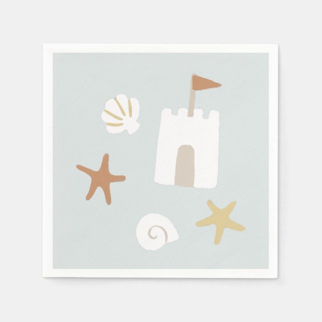 Cute Beach Seashell Sandcastle Starfish Pappersservett (Framsidan)