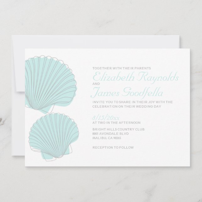 Cute Beach Seashells Destinationslasser Inbjudning Inbjudningar (Framsida)