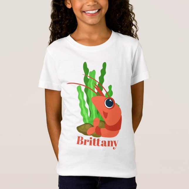 Cute Beach shrimp add namn t-shirt (Framsida)