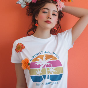 Cute Beach Sunset Handflatan Träd Girls Resa Kvinn T Shirt
