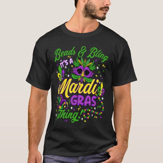 Cute Beads & Bling It's A Mardi Gras Thing Mask Be T Shirt (Framsida)