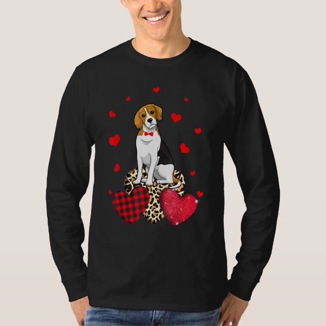 Cute Beagle 1 med leopard Red Play Heart-idéer T Shirt (Framsida)