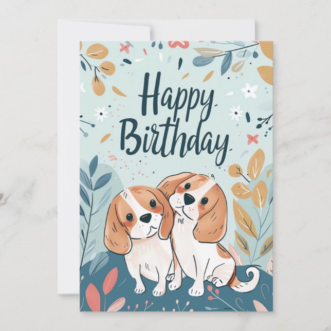 Cute Beagle Birthday Julkort (Framsida)