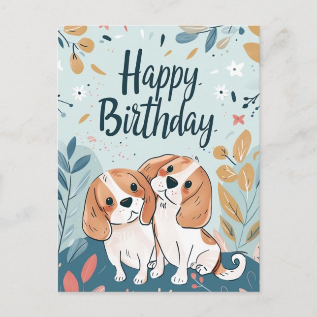 Cute Beagle Birthday Vykort (Framsida)