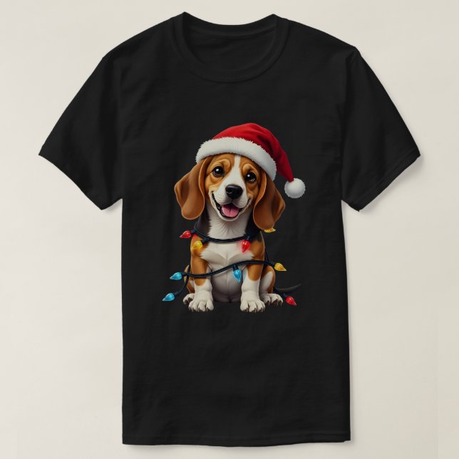 Cute Beagle Christmas Santa Pet Dog Lover  T Shirt (Design framsida)