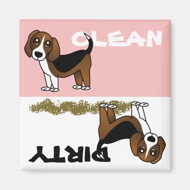 Cute Beagle Clean Dirty Dishwasher Magnet (Framsidan)