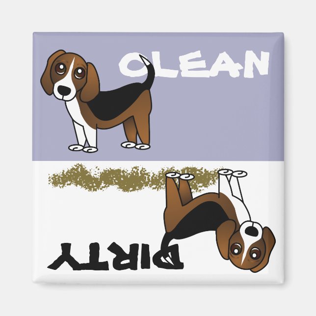 Cute Beagle Clean Dirty Dishwasher Magnet (Framsidan)
