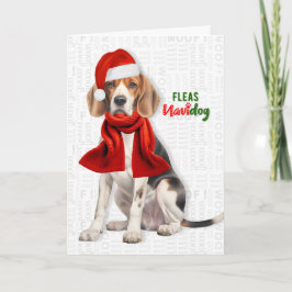 Cute Beagle Dog Funny Fleas Navidog Christmas Helgkort