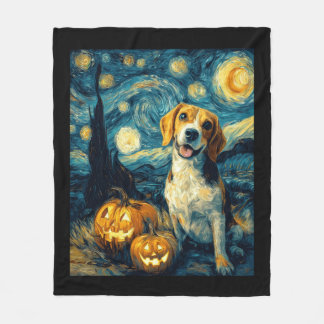 Cute beagle Dog Halloween Jack O Lantern Pumpkin F Fleecefilt