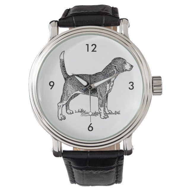 Cute Beagle Elegant Hund Teckning Armbandsur (Framsida)