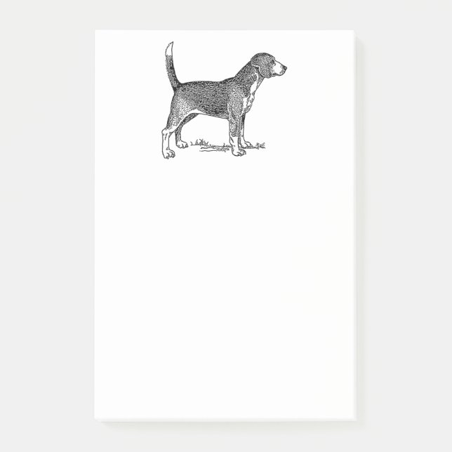 Cute Beagle Elegant Hund Teckning Post-it Block (Framsida)