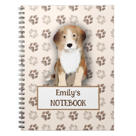 Cute Beagle-fotavtryck mönster anpassade namn Anteckningsbok