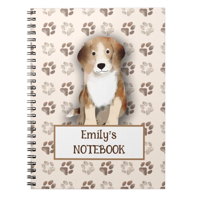 Cute Beagle-fotavtryck mönster anpassade namn Anteckningsbok (Framsidan)
