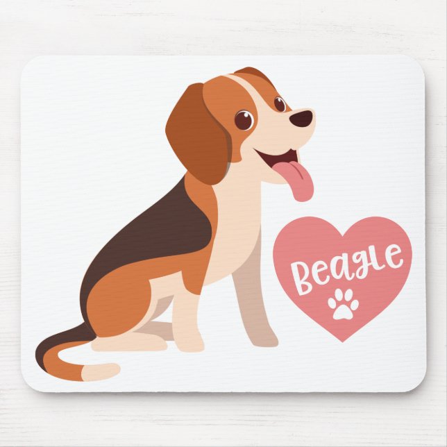 Cute Beagle Gift Funny Tecknad Puppy Hund älskare Musmatta (Framsidan)