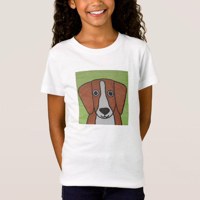 Cute Beagle Girl's T-Shirt (Framsida)