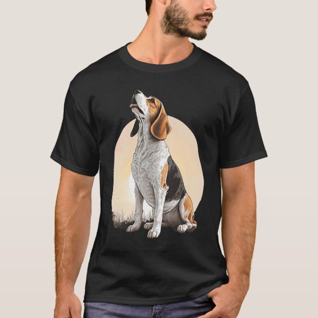 Cute Beagle Howling vid Måne Beagle Mamma T Shirt (Framsida)
