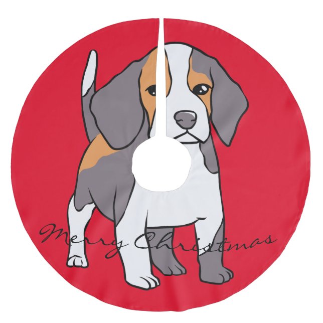 Cute Beagle Hund aveln Thunder_Cove Julgransmatta Borstad Polyester (Framsidan)
