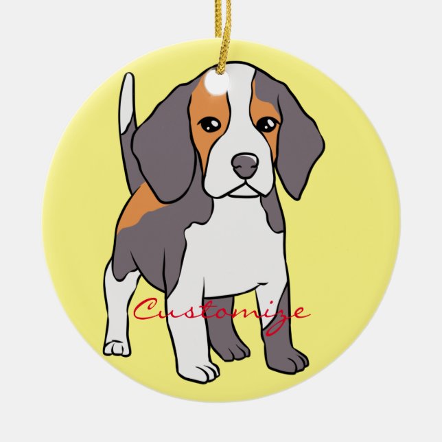 Cute Beagle Hund aveln Thunder_Cove Julgransprydnad Keramik (Framsidan)
