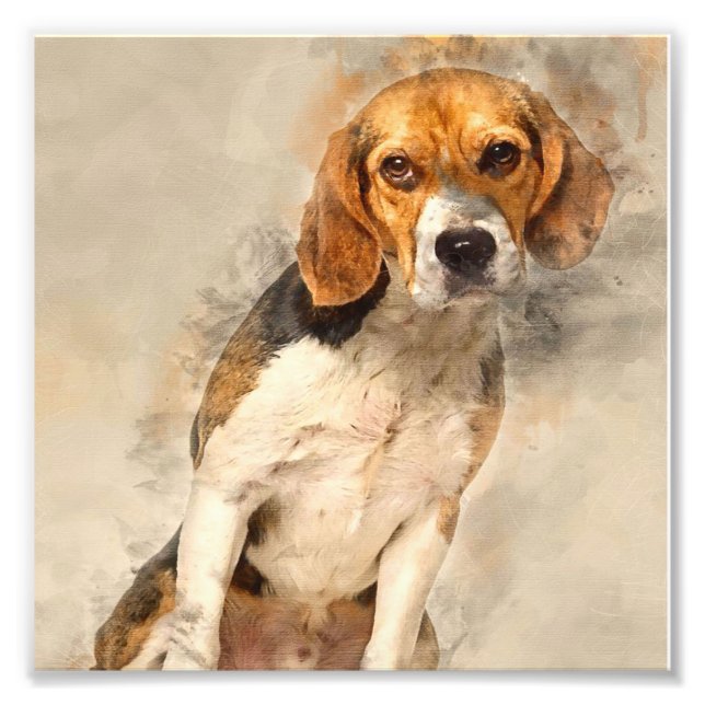 Cute Beagle hund Gift | Bästa Dekoration för djur Fototryck (Framsidan)