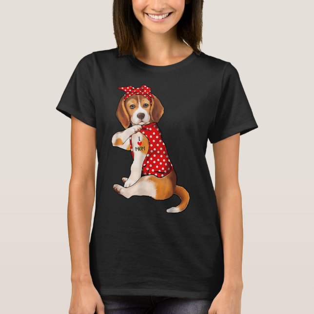 Cute Beagle Hund I Kärlek Mamma Tattoo T Shirt (Framsida)