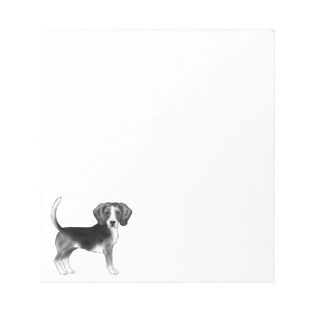 Cute Beagle-Hund i svartvitt Anteckningsblock (Framsida)