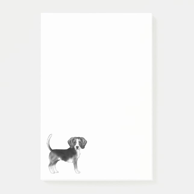 Cute Beagle-Hund i svartvitt Post-it Block (Framsida)
