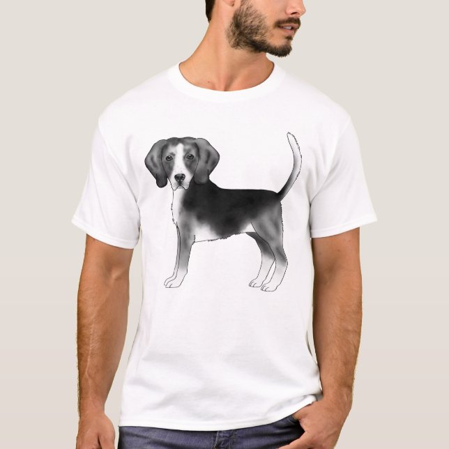 Cute Beagle-Hund i svartvitt T Shirt (Framsida)