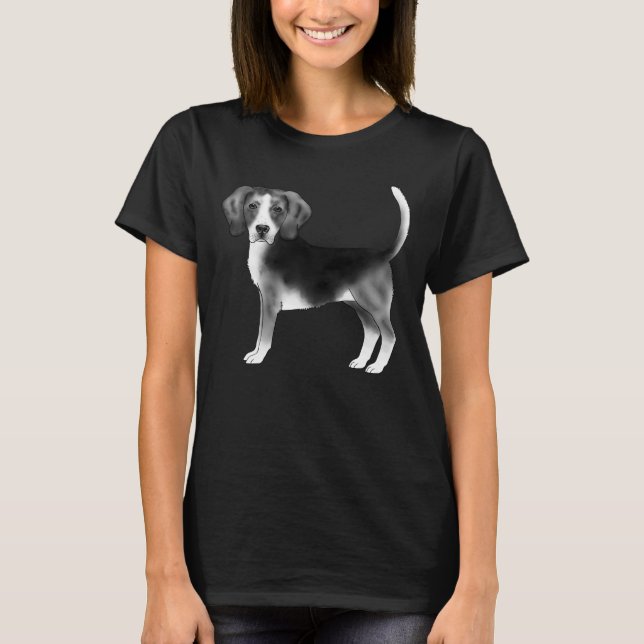 Cute Beagle-Hund i svartvitt T Shirt (Framsida)