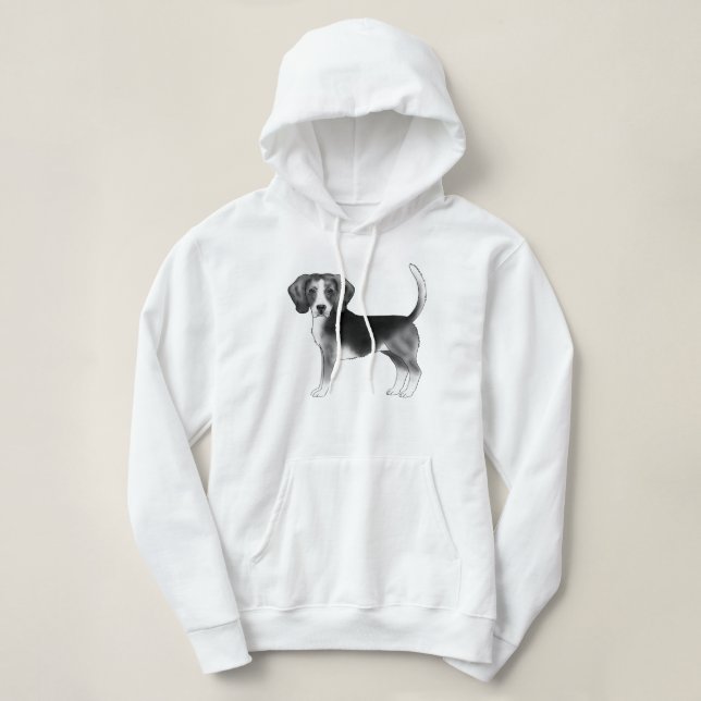 Cute Beagle-Hund i svartvitt T Shirt (Design framsida)