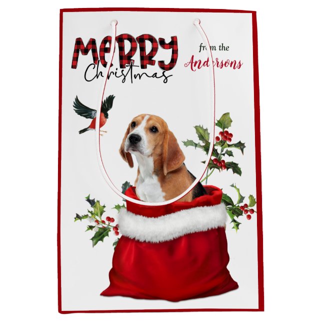 Cute Beagle Hund jul Bird (Framsidan)