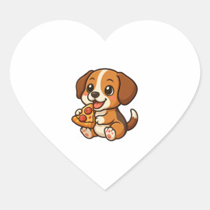 Cute beagle hund pizza pizza älskare tecknad hjärtformat klistermärke