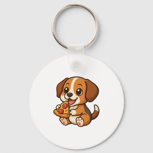 Cute beagle hund pizza pizza älskare tecknad nyckelring