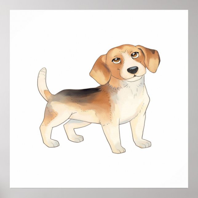 Cute Beagle-Hund Poster (Framsidan)