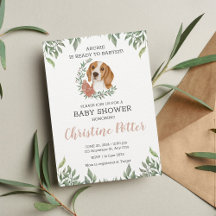 Cute Beagle Hund Puppy Greenery Boho Baby Shower i