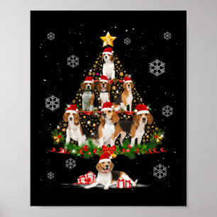 Cute Beagle Hundälskare Julgran Ljus Julafton Poster