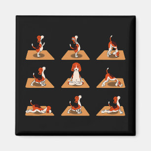 Cute Beagle Hundar Yoga Asana Poses Magnet