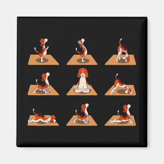 Cute Beagle Hundar Yoga Asana Poses Magnet