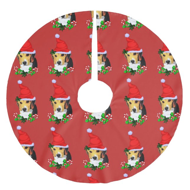 Cute Beagle jul Merry Julgransmatta Borstad Polyester (Framsidan)
