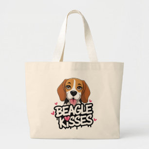 Cute Beagle Kisses Hund älskare Gift Tecknad Beagl Jumbo Tygkasse