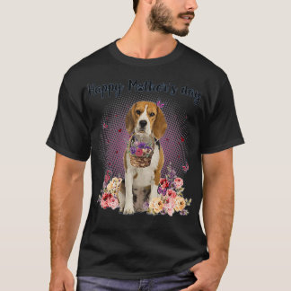 Cute Beagle Mamma Flower Lycklig Mors dag Kärlek H T Shirt