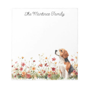 Cute Beagle med Wildblommor Personlig Anteckningsblock
